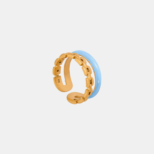 Enamel 18K Gold-Plated Open Ring